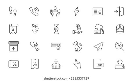 Set of thin line web icon set, simple outline icons collection, Pixel Perfect icons, Simple vector illustration