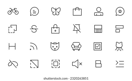 Set of thin line web icon set, simple outline icons collection, Pixel Perfect icons, Simple vector illustration