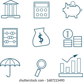 Set of thin line web icons - money, finance, payments