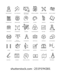 Set of thin line web icons of graphic design