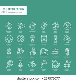 Set Of Thin Line Web Icons For Green Energy