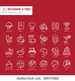 Set of thin line web icons for restaurant and food