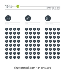 Set of thin line web icons for nature, weather, environment, food and drink, leisure and lifestyle. Icons for website, mobile website and app design. 