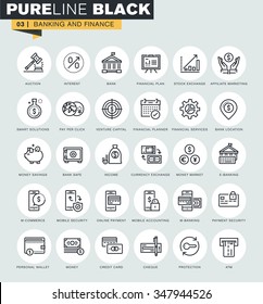 Set of thin line web icons of banking and finance. Premium quality icons for website, mobile website and app design. 