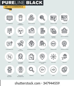 Set of thin line web icons of e-commerce. Premium quality icons for website, mobile website and app design. 