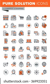 Set Of Thin Line Web Icons For Shopping, Online Shopping Procedure, Payment Method, Internet Payment Security, Delivery, Coupons, Support. Premium Quality Outline Icon Collection.