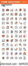 Set of thin line web icons for graphic and web design and development. Icons of basic business tools, mobile and internet services, company contact information, modern communication, navigation.