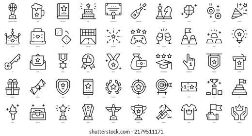Set of thin line winning Icons. Vector illustration