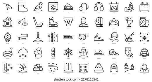 Set of thin line winter Icons. Vector illustration