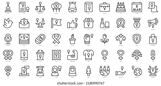 Set of thin line womens day Icons. Vector illustration