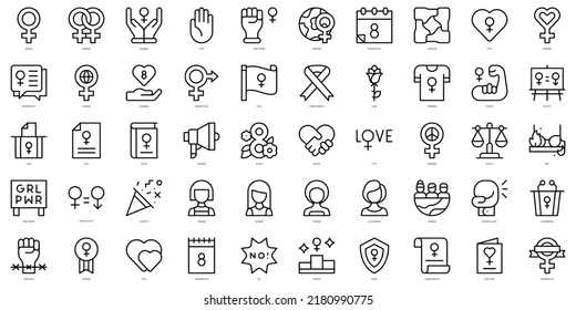 Set of thin line womens day Icons. Vector illustration