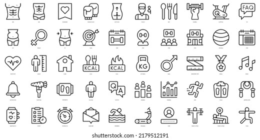 Set of thin line workout app Icons. Vector illustration