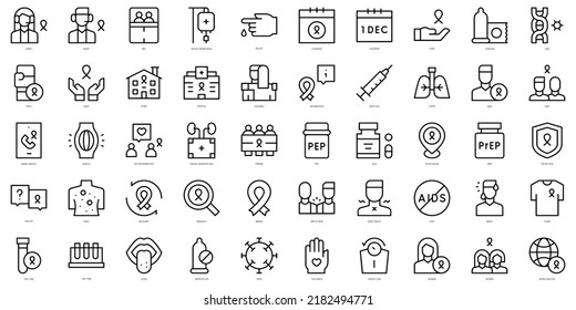 Set of thin line world aids day Icons. Vector illustration
