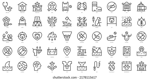 Set of thin line world animal day Icons. Vector illustration