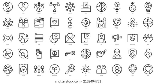 Set of thin line world love Icons. Vector illustration