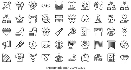 Set of thin line world pride day Icons. Vector illustration
