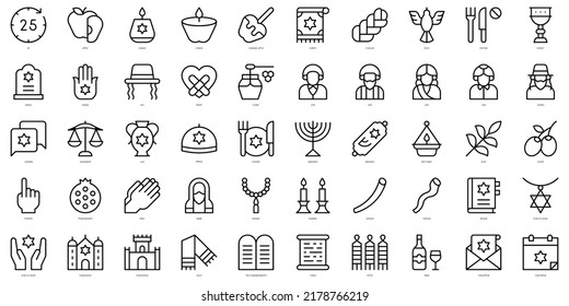 Set of thin line yom kippur Icons. Vector illustration svg