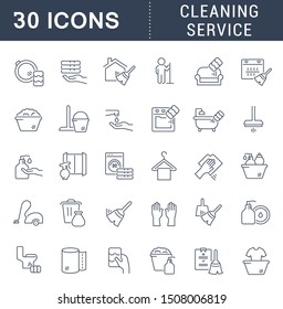 Set of thin linear icons of cleaning service for web graphics and apps
