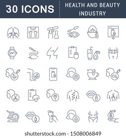Set of thin linear icons of health and beauty industry for web graphics and apps