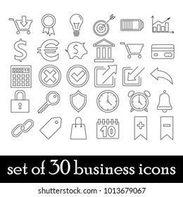 set of thin lines business icons