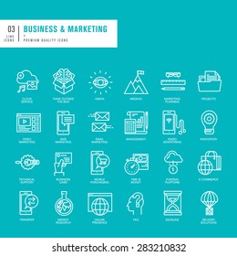 Set of thin lines web icons for business and marketing