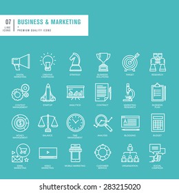 Set of thin lines web icons for business and marketing