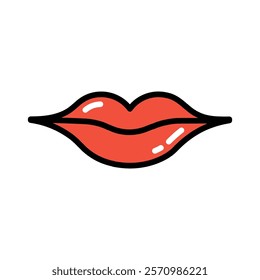 Set of Thin lips icon collection. Women Smile Lips symbol. Vector Illustration. 