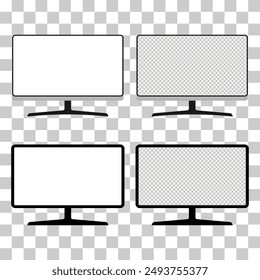 Set of Thin pc monitor icon, technology device equipment symbol, web vector illustration .