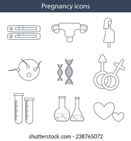 Set of thin pregnancy icon for your design