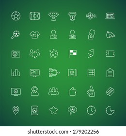 Set of Thin Vector Icons on the Theme of Soccer for Yours Sports Apps or other Projects.