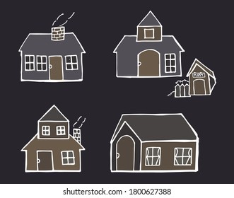 Handgezeichnetes Haus, Cartoon, Vektorgrafik. Farbige doodle Kunst.