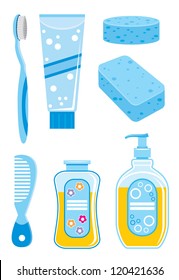 Set of  things for bathing. vector