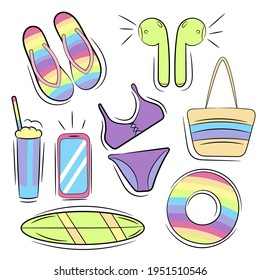 set of things for the beach. vector illustration.