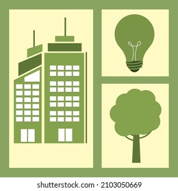 set of think green ecological and energy