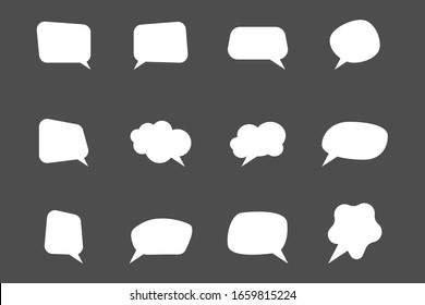 Set of thinking balloon, White blank speech bubbles. Vector Illustration