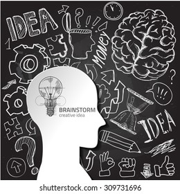 Set of thinking doodles elements vector illustration hand drawn