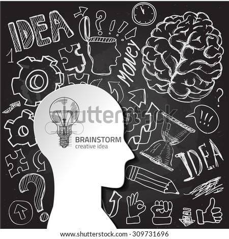 Set of thinking doodles elements vector illustration hand drawn