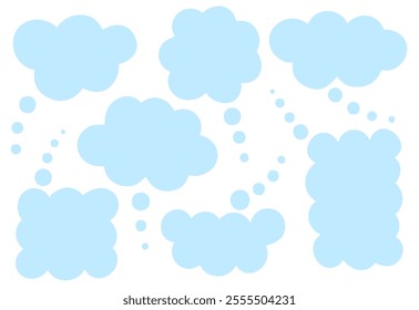 Set of thinking speech bubbles on white background, isolated. Speak balloon text, cartoon chatting 