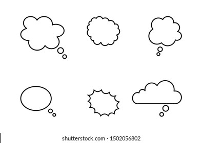 set of thinking style comic Speech bubble, manga speech balloon on white background