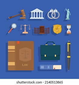 set of thirteen courthouse items