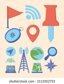 set of thirteen gps items