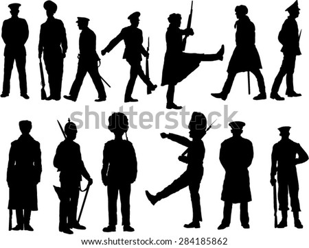 The set of thirteen guards silhouette