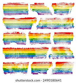 Set of thirteen stamps rainbow corrugated cardboard