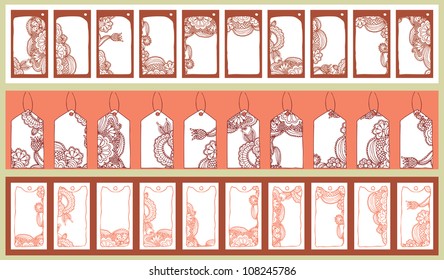 set of thirty different labels with floral seamless design -ornament floral card set