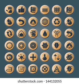 set of thirty six round icons for modern mattresses and pillows