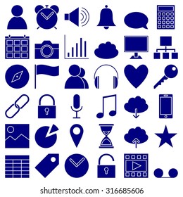 Set of thirty six universal software vector icons