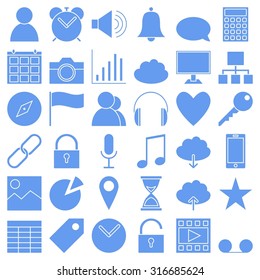 Set of thirty six universal software vector icons