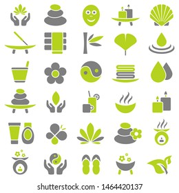 Set Of Thirty Wellness Icons Green And Gray