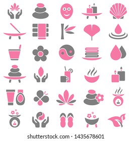 Set Of Thirty Wellness Icons Pink And Gray