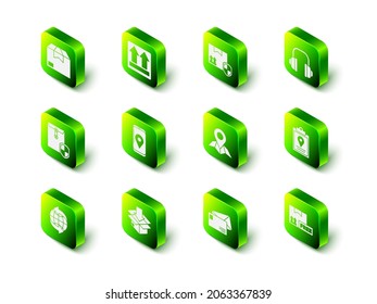 Set This side up, Delivery pack security with shield, Headphones, Document tracking marker system, Cardboard box free symbol, Placeholder map paper, Envelope and traffic icon. Vector